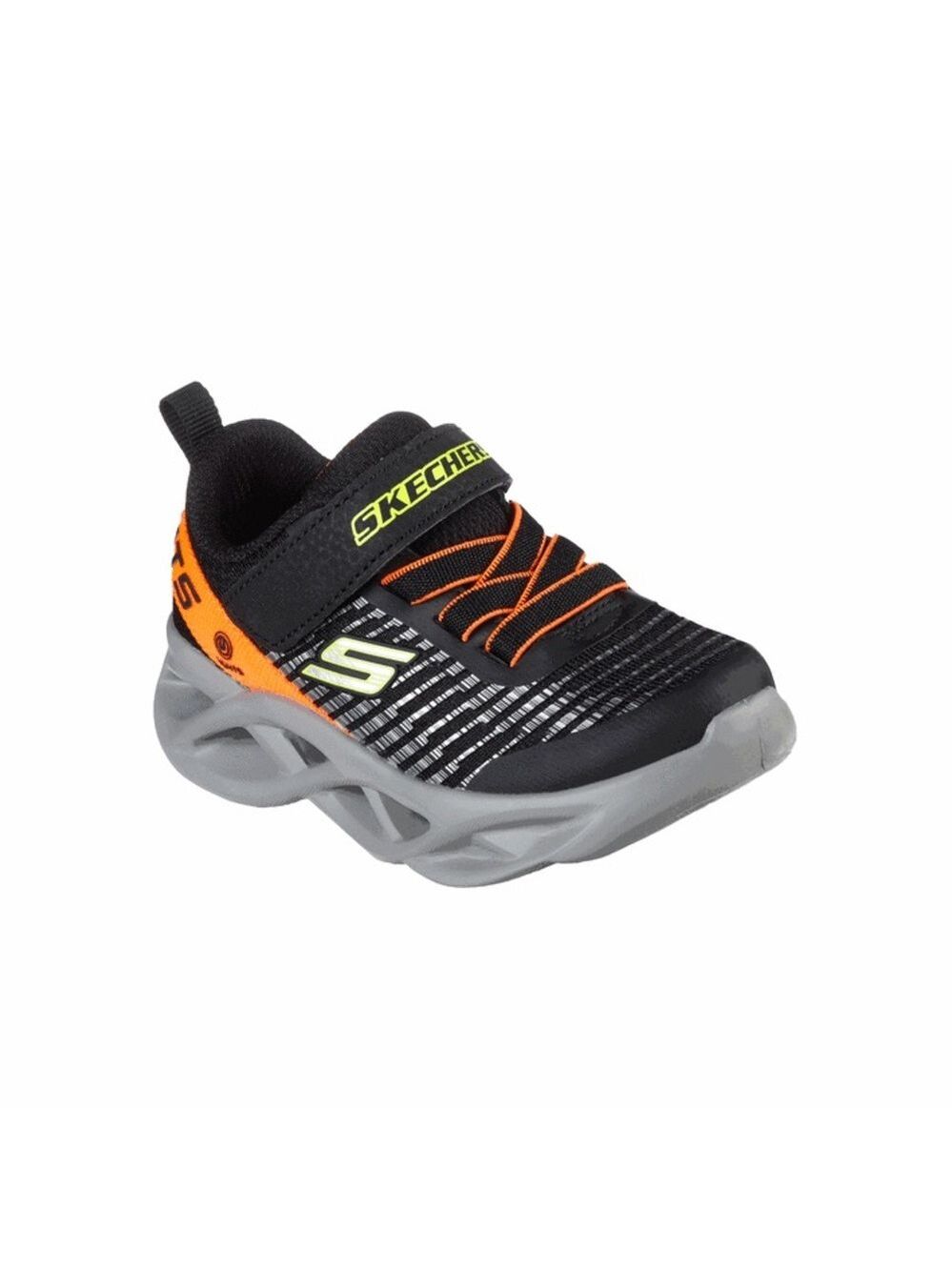 Size 6 Toddler Skechers Kids Black and Neon Orange Sneakers